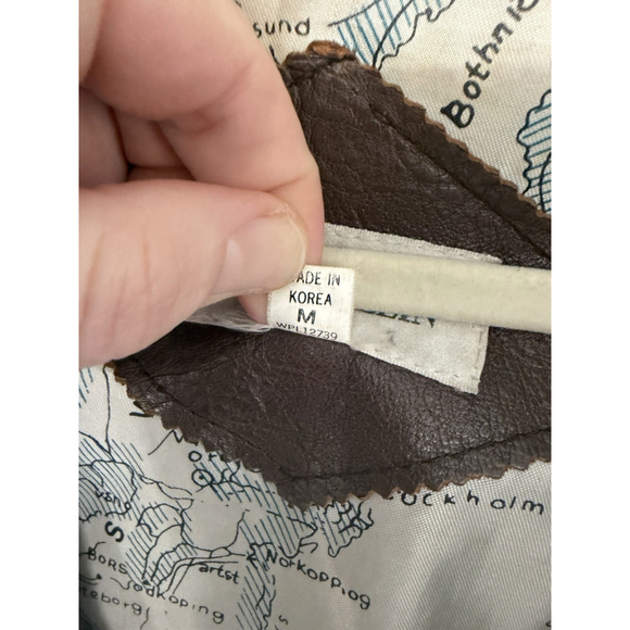 Vintage Charles Klein Distressed Brown Leather Bomber Jacket Men’s Medium - Picture 10 of 13